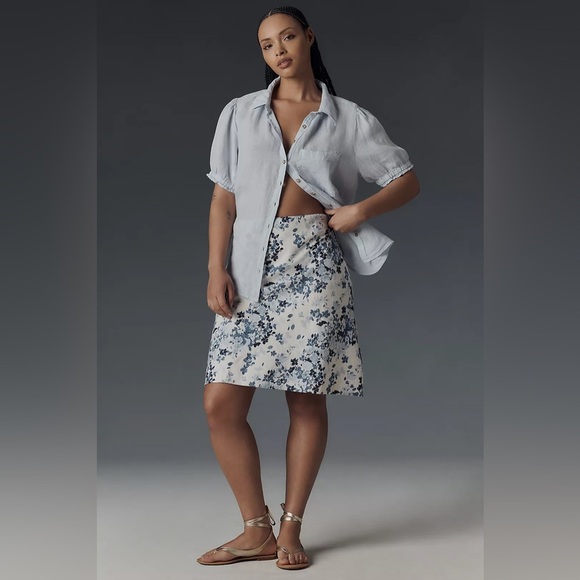 NWT! Anthropologie Tilda Knee-Length Slip Skirt: Linen Edition - Size Medium 🍟 - Picture 5 of 10